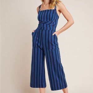 Anthropologie Striped Denim Jumpsuit